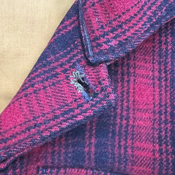 True Vintage 40s 50s Woolrich 501 Mackinaw Hunting Jacket Red Black Plaid Talon - Picture 14 of 16